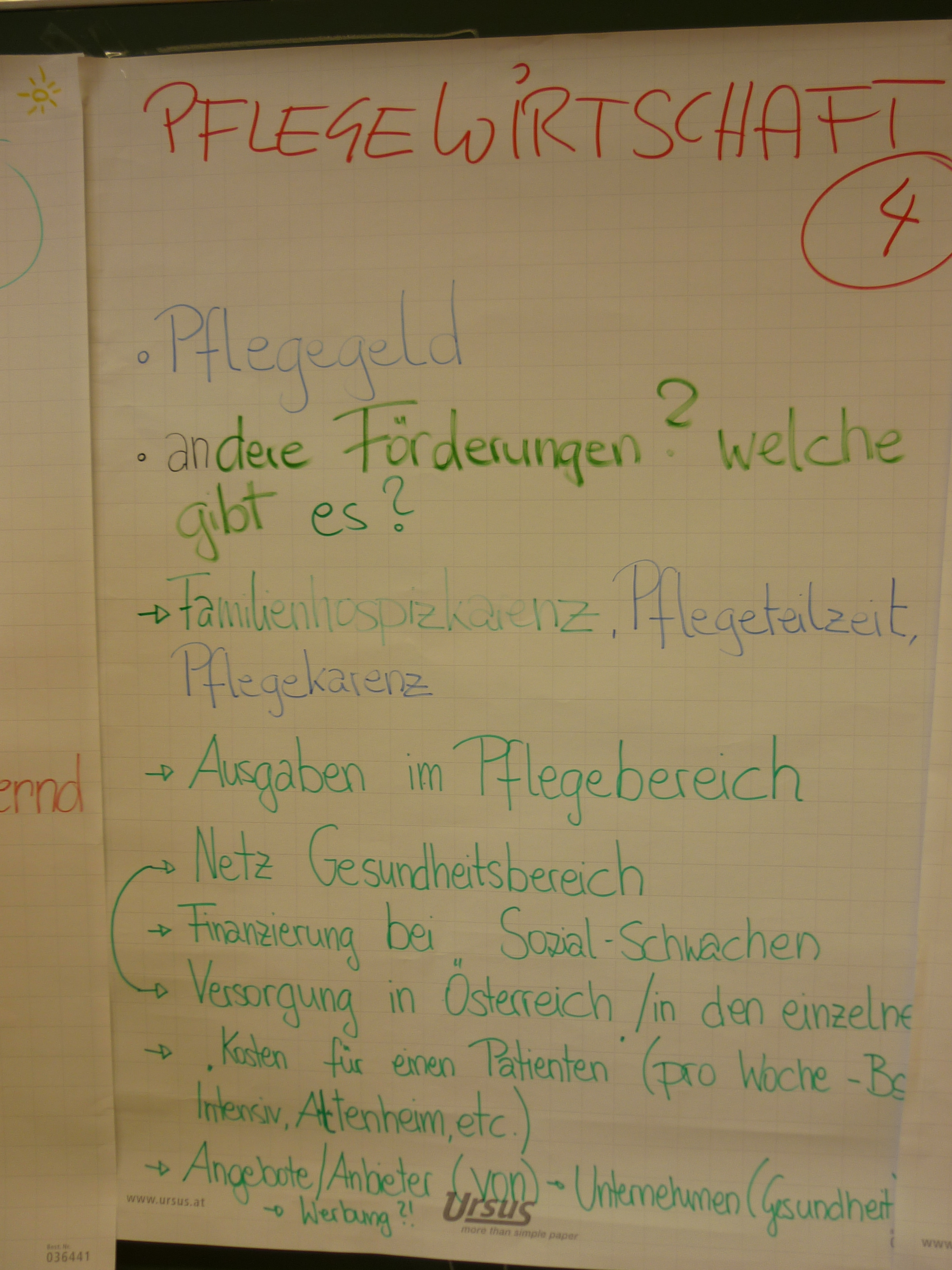 Brainstorming Pflegewirtschaft Gruppe 4